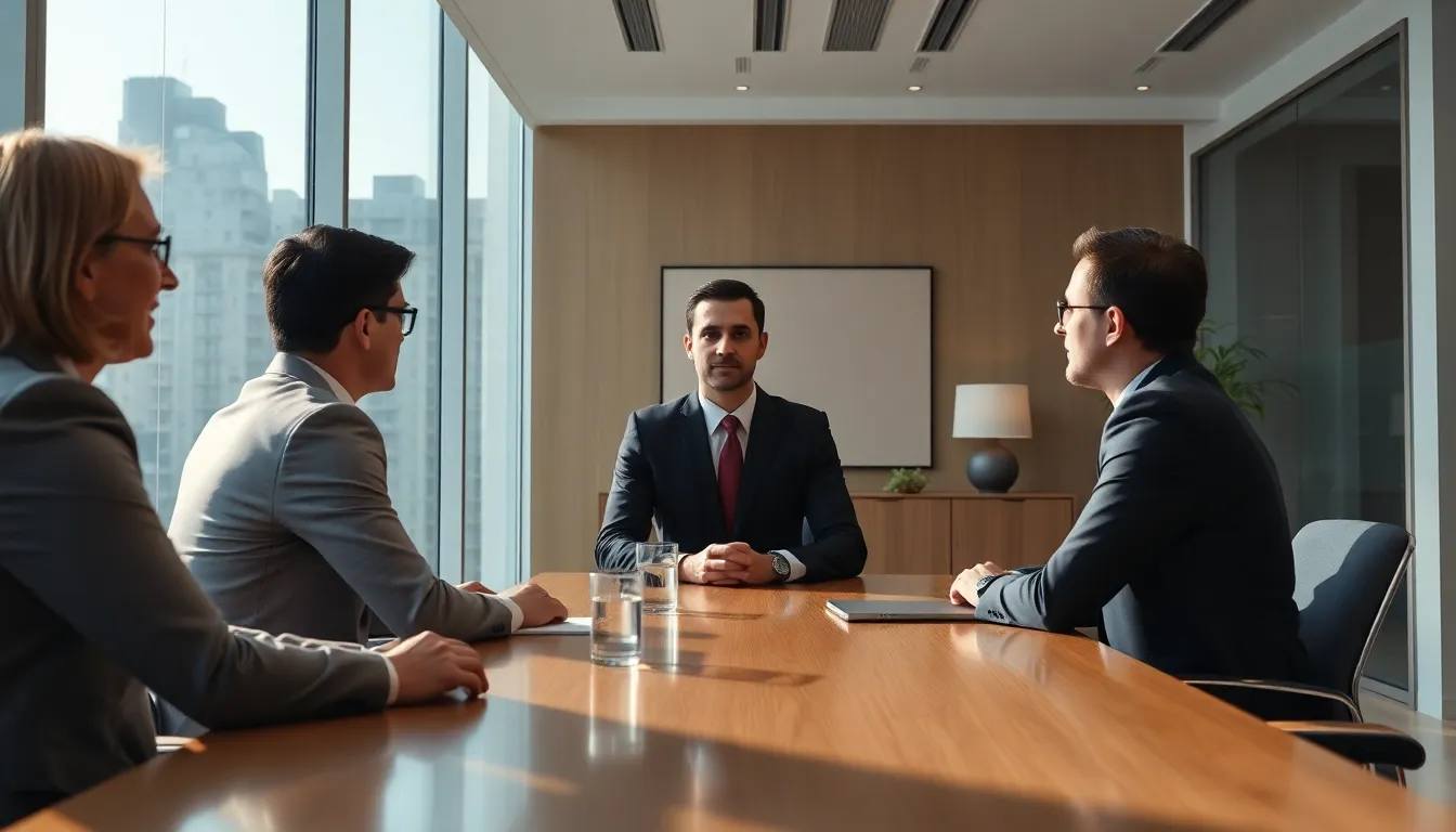 Elegant business meeting in a modern Vienna office